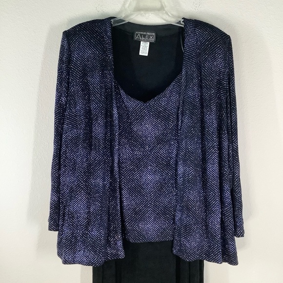 ALEX EVENINGS 2-Piece Evening Gown Set Glitter Jacket & Maxi Wedding 22W PETITE - Picture 2 of 14